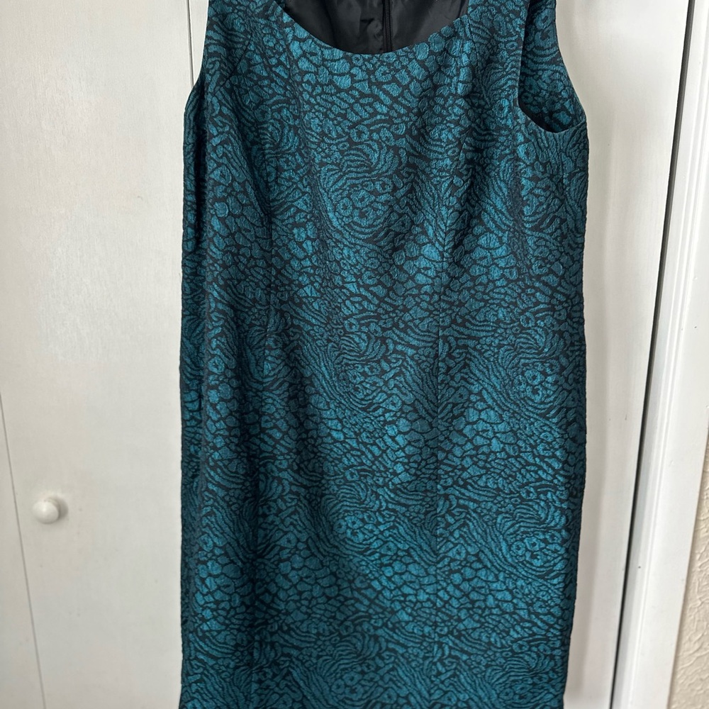 Kasper Teal Patterned Midi Dress